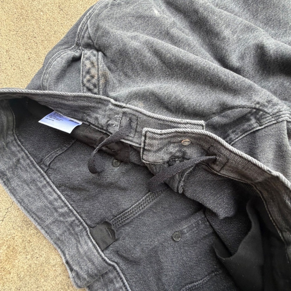 Uniqlo Mens Denim Utility Shorts Washed Black Carpenter Drawstring 321-471165 L - Picture 4 of 12